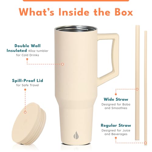 Image of Elemental Spill Proof 40oz Insulated Tumbler with Handle & Straw Travel Mug