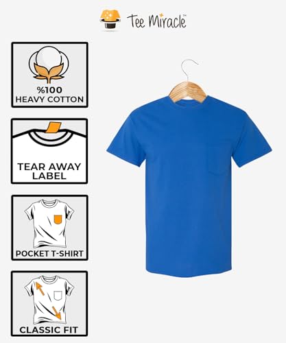 Men's Heavy Cotton 5300 Pocket T-Shirt Multipack, Bulk Unisex Short Sleeve Crew Tee - Custom Color Set, Camiseta Con Bolsillo4