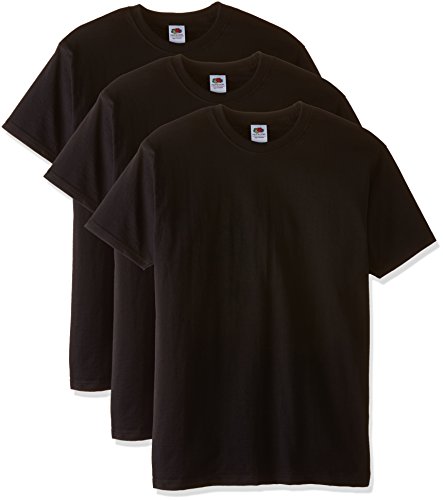 Image of Fruit of the Loom Men's Super Premium Short Sleeve T-Shirt Pack of 3, Black, Large