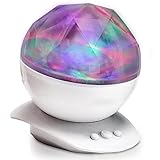 Aurora Projection Color Changing Sleep Soother with Speaker, Teen Room Decor Lamp for Baby Nursery, Ocean Wave Projector Night Light for Kids Boys Girls and Adult in Bedroom, Living Room White