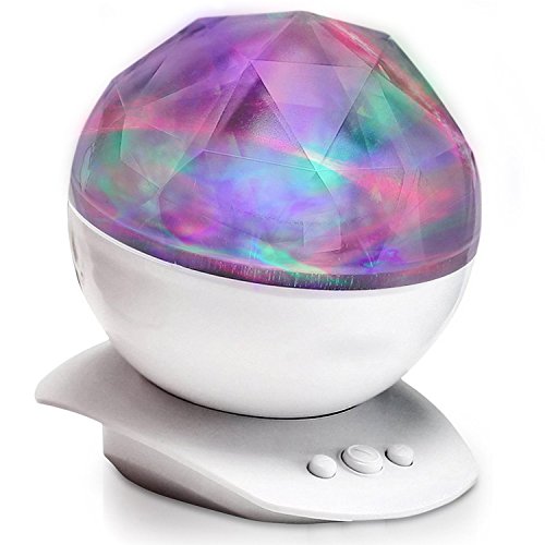 Aurora Projection Color Changing Sleep Soother with Speaker, Teen Room Decor Lamp for Baby Nursery, Ocean Wave Projector Night Light for Kids Boys Girls and Adult in Bedroom, Living Room White