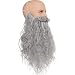 Honcloud 18 Inches Men's Long Curly Gray Synthetic Pre - styled Realistic Fake Beard for Wizard Costume and Halloween Party(Gray)