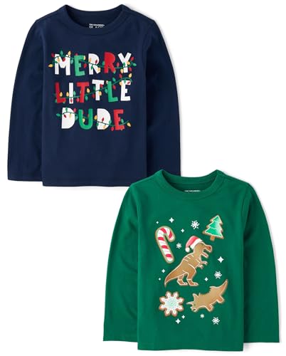 Image of The Children's Place Baby and Toddler All Holidays,Birthdays Long Sleeve Graphic T-Shirts,2 Pack