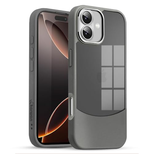 Image of KARWAN️Fusion Edge Leather Transparent Mobile Back Case | Slim Fit | Anti-Fingerprint| Scratch-Resistant | Premium Grip | Shockproof case | Back Cover for iPhone 16 || Grey