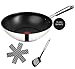 Tefal H80519 Jamie Oliver Edelstahl Wokpfanne Wok 28 cm, Induktion Pfanne mit Antihaftbeschichtung, Bratpfanne auch für Induktionsherd, Nachfolgemodell, inkl. Pfannenwender + Pfannenschoner, silber