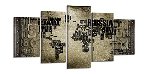 bestpricepictures 200 x 100 cm impression sur toile mappemonde 6321 peinture / image / tableau / decoration sur châssis