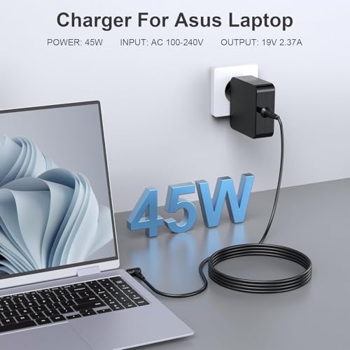 Image of WeFly 45W 19V 2.37A AC Laptop Adapter Charging for Asus 45w 19V 2.37A X540 X540L X540LA X540S X540SA X541 X541S X541SA X541U X541UA Adp-45Ze B Ad2037M20 Adp-45Aw A Ade457 Ux21A-K1009X Ad883J20 010Hlf