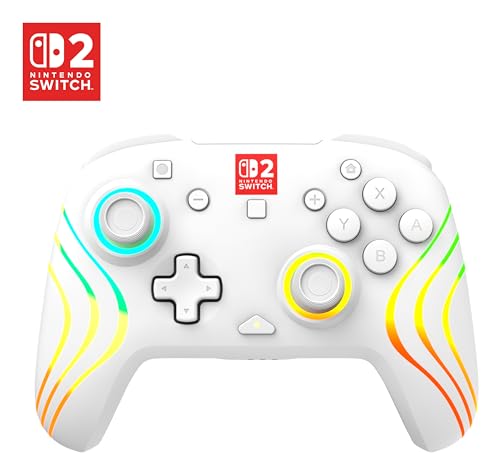 Turtle Beach Afterglow Wave Wireless RGB Gaming Controller – Officially Licensed for Nintendo Switch 2, Nintendo Switch/Switch Lite/OLED – TMR Thumbsticks, Customizable Lighting – White