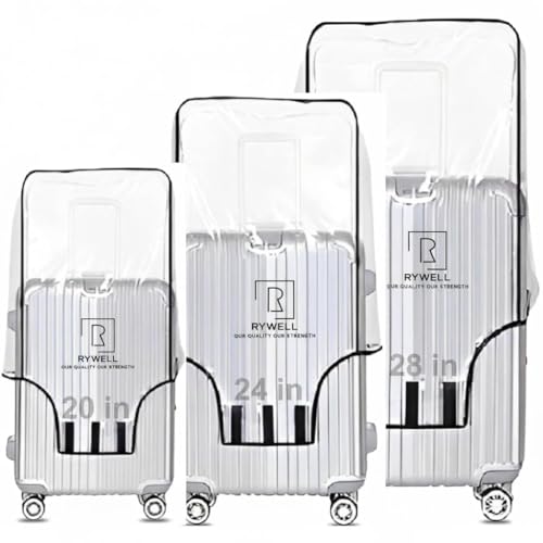 Image of Combo of 3 Trolley Bag Cover /Suitcase Bag Cover /Waterproof Dustproof Luggage Cover /Zippered Clear PVC Suitcase Covers Protectors (28 inch, 24 inch, 20inch)