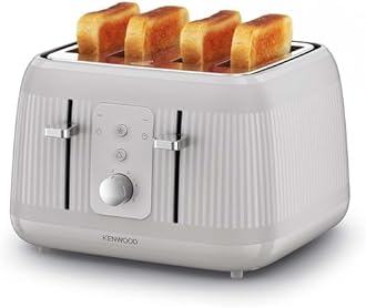 Kenwood Dawn Toaster, 4 Slot Toaster, Reheat, 5 Browning Settings, Defrost and Cancel Functions, Pull Crumb Tray, TFP09.​000CR, 1800W, Oatmeal Cream