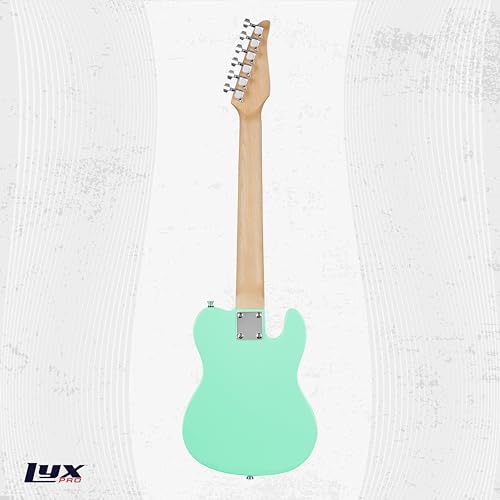 LyxPro 30” Electric Guitar Left Hand TL Series, Full-Size Paulownia Wood Body, 3-Ply Pickguard, C-Shape Neck, Ashtray Bridge, Quality Gear Tuners, 3-Way Switch & Volume/Tone Controls, 2 Picks, Green - Thumbnail 2