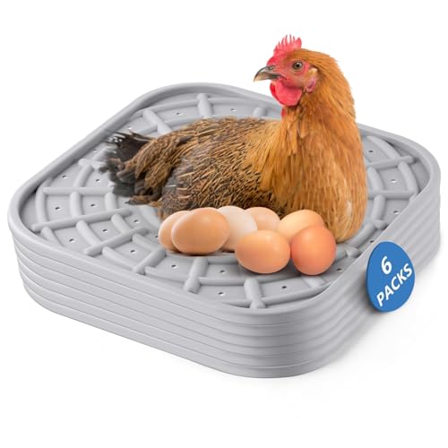 Kalolary 6 stuks siliconen nestkastjes voor kippen, 30,5 cm x 30,5 cm nestonderleggers voor kippenhokken, wasbare nestkastbekleding voor legbakken voor kippen, zacht, gemakkelijk te reinigen