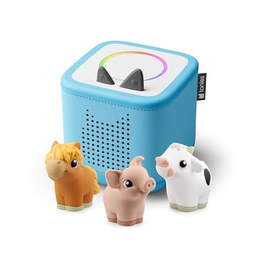Image of Toniebox 2 My First Farm Bundle for Kids 1+ with Soft and Squeezable Cow, Horse, and Pig - Sky Blue