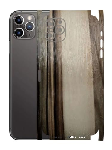 Image of AtOdds - Compatible for iPhone 11 PRO MAX - Mobile Back Skin Sticker Wrap - Lamination - Rear Screen Guard Protector (Coverage - Back+Camera+Sides) (Design - Teak Wood)