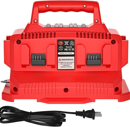 6 Port Battery Charger Station Compatible with Milwaukee M18 18V Batteries Replacement for 48-59-1806 & 48-59-1804 Sequential Charging with LED Indicators Select Button and Wall Mount