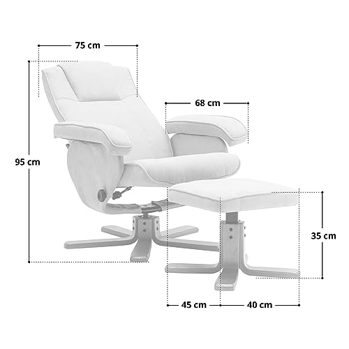 SVITA Charles Relaxsessel Hocker Sessel Fernsehsessel Drehsessel Polyester Holz Grau