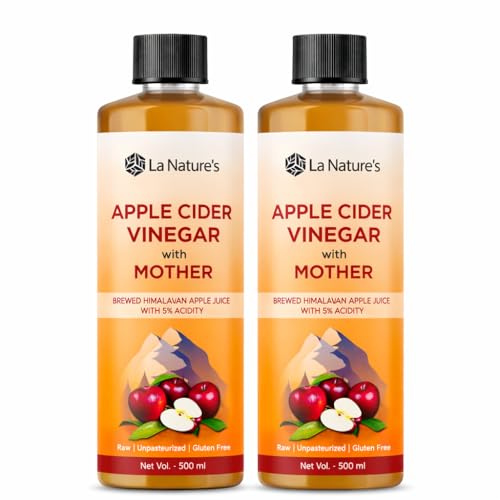 Image of La Nature's Raw Apple Cider Vinegar with Mother - 500 ml | Himalayan Apple Fermented ACV | Unfiltered, Unpasteurized | Supports Digestion, Weight Management & Gut Health (Pack of 2)