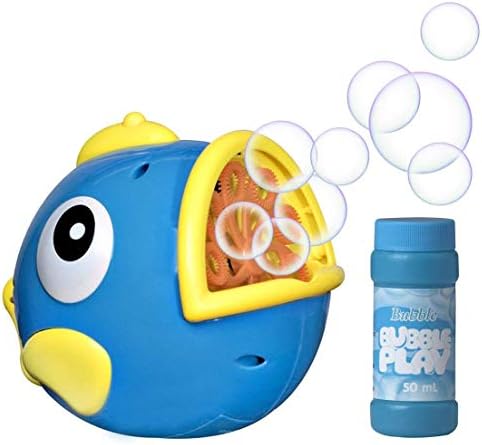 Bubble Play Bubble Fish - Powerful Battery Operated Bubble Blowing Machine for Kids w/ Large 50ml Soap Capacity & Motorized Rotating Wand System for 100's of Bubbles Per Minute - Perfect for Parties!