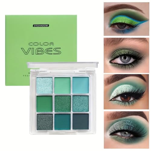 Beteligir Paleta de Sombras de Ojos Verde15 Colores Paleta de Sombras de Ojos Verde Mate, Paletas de Maquillaje de Alta Pigmentación, Paleta de Sombras de Ojos Metalizadas para (9 Colors Green)