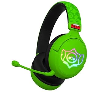 Subsonic Brawl Stars Draadloze Gaming Headset met RGB LED-verlichting, Afneembare Microfoon, 40mm Drivers, 7.1 Surround Sound, Compatibel met PC, Tablet en Smartphone, Zwart en Goud