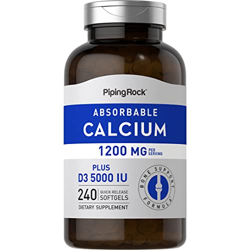 Piping Rock Calcium 1200 mg with Vitamin D3 | 240 Softgels | Absorbable Calcium Carbonate Pills | Non-GMO, Gluten Free Supplement