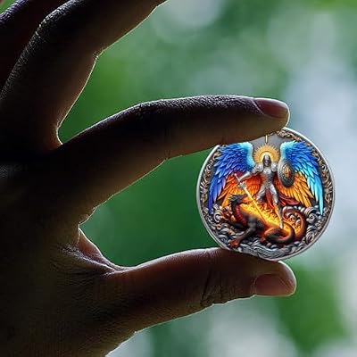 The Archangel Michael Watches Over Us Challenge Coin - Psalm 91:10-11Protection Bible Verse Pocket Token Inspirational Religious Prayer Coins Christian Coin Gifts