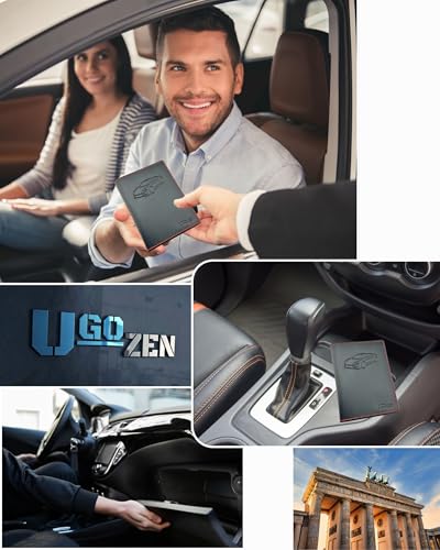 Ugozen Fahrzeugschein Hülle aus hochwertigem Kunstleder - Schutzetui für Zulassungsbescheinigung & Auto Papiere