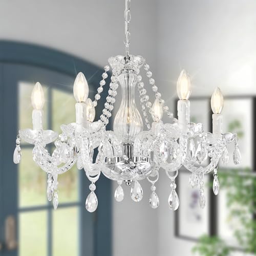 6-Light Crystal Modern Chandelier for Dining and Entry