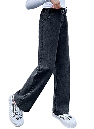 Cromoncent Girl's High Waist Straight Wide Leg Pants, 4-13 Years2