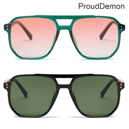 PROUDDEMON Retro oversized aviator Sunglasses Women Men, 70s 90s Square Vintage Stylish Frame Sunglasses4
