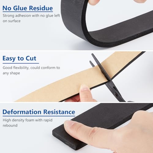 BENECREAT 5 m Selbstklebender Schaumstoffstreifen, 30mm (B) X 6mm (T) Schaumstoff-Isolierband Selbstklebende Hochdichte Dichtungsdichtung Für Fenster, Türwagen, Turck, Klimaanlage, Schwarz