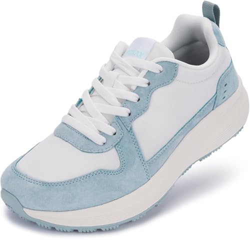 Image of BRONAX Women Wide Toe Box Athletic Casual Shoes Classic Design Sneakers S75 | Wide Width, Comfortable, Breathable, Suede Mesh Upper, Rubber Outsole, Non Slip, Footwear, Road Running, Tennis, Walking