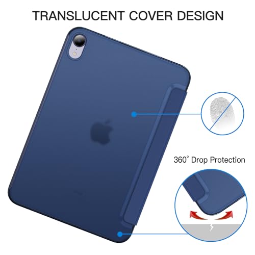 Image of JETech Cover Case for iPad mini (A17 Pro, 2024 Model, 7th Generation) / mini 6 (2021 Model, 6th Generation), Slim Stand Hard Back Shell Smart Cover with Auto Wake /Sleep (Navy Blue)