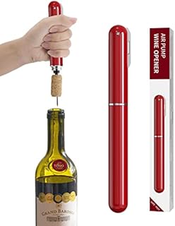 2-in-1 Air Pressure Wine Opener with Foil Cutter Wine Bottle Opener Easy-Open Air Pump Wine Opener Portable Travel Wine Corkscrew Handheld Wine Cork Remover Gifts for Wine Lovers (Red)