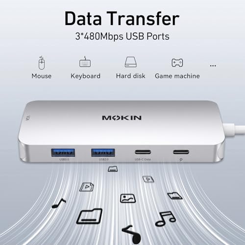 Image of USB C Docking Station Dual DisplayPort, 8 in 1 USB Hub with 2 DP, HDMI, VGA, USB C 2.0, A 2.0, PD Charging Port, Multi Monitor Adapter for Dell /HP Laptops, Silver