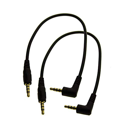 2 unidades cable de audio auxiliar 3.5mm macho ángulo recto 20 cm