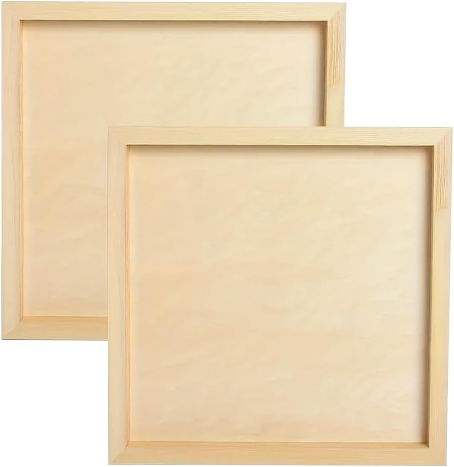 2Pcs 12x12inch Wooden Board Square Wooden Board Clay Picture Frame Creative DIY Clay Picture Frame Handmade Board