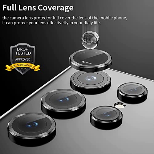 Image of XYKOS Camera Lens Protector Compatible with Samsung Galaxy S22 Ultra, Scratch-Resistant Ultra-Thin Tempered Glass with Aluminum Edge, Set of 5, Black