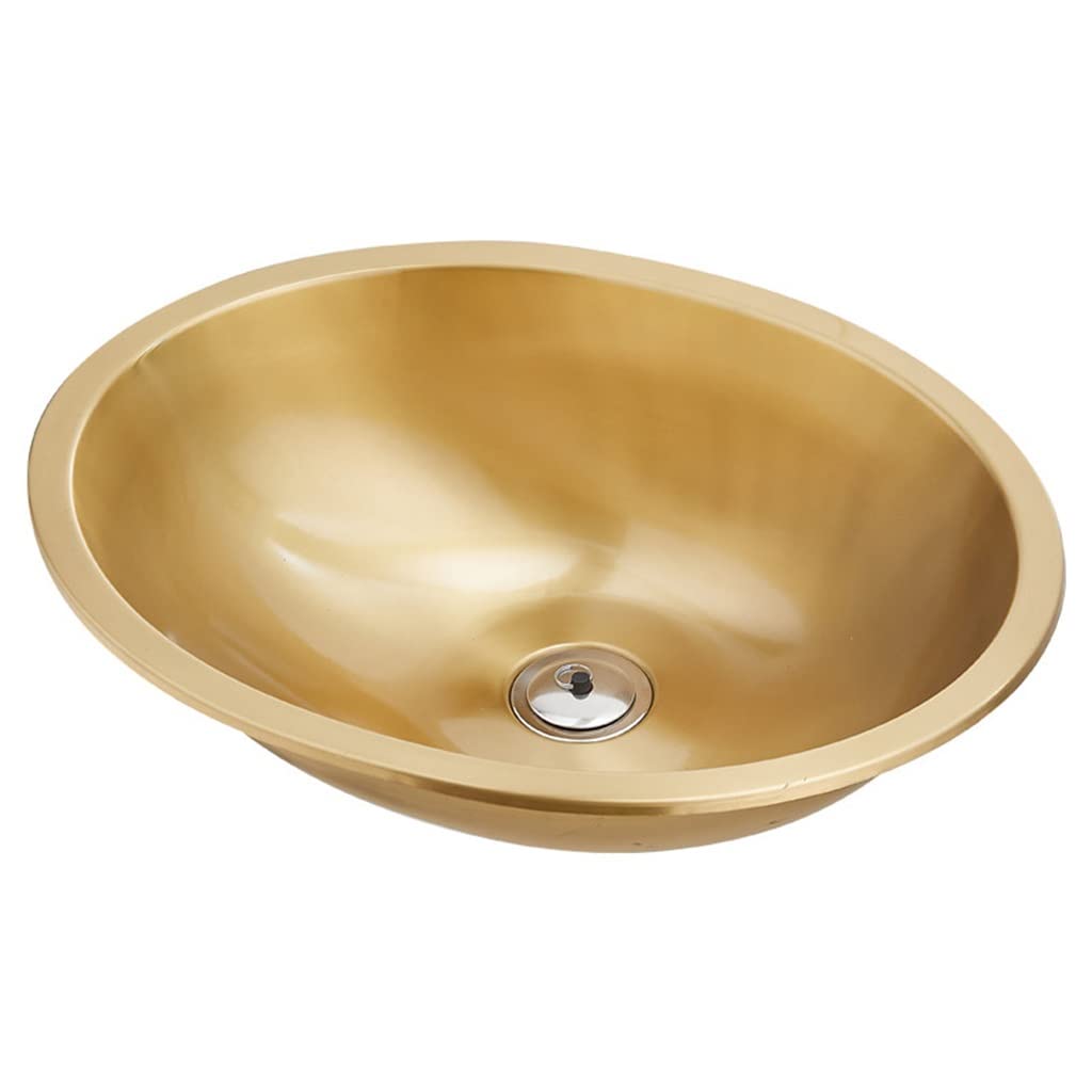 LMYSXAOZ Kitchen Sinks, Wash Basin Brushed Gold Bar Prep Sink, ​Single Bowl ​Bar 304 Stainless Steel Drop-In Or Undermount Installation (Color : Gold, Size 45x36cm)