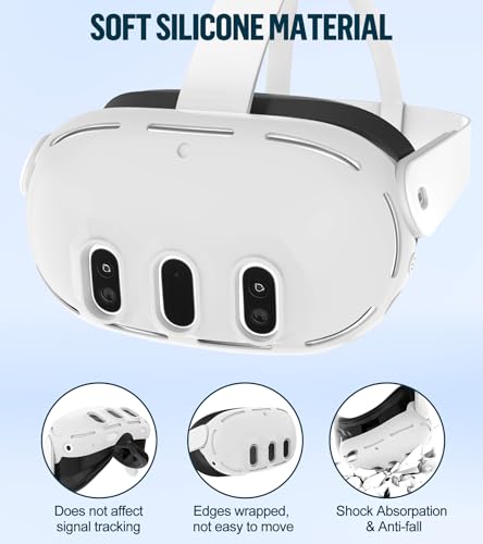 Image of Silicone Cover Set Compatible with Oculus /Meta Quest 3, VR Accessories Protective Cover Includes Controller Grips, Front Shell Headset Cover and Face Cover (White)