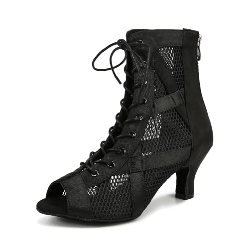 YYTing Women Ballroom Latin Salsa Dance Shoes Performance 2.5 and 3.5 inch Heel Footwear