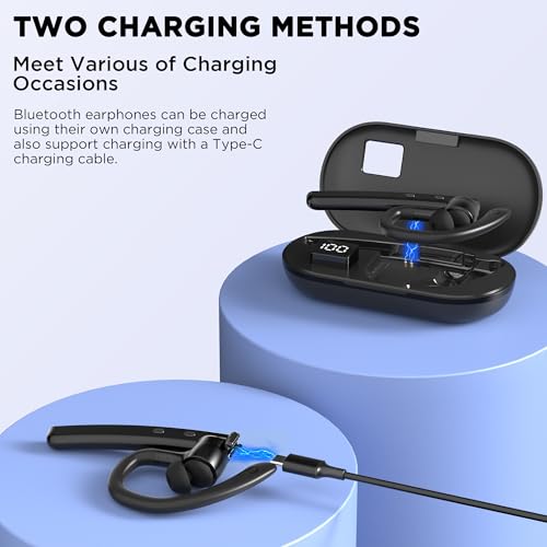 TERUNSOUl Bluetooth Headset V5.3, Wireless Bluetooth Earpiece with 600mAh Charging Case, 110H Playtime, Hands Free Headset for Cell Phone and Computer with Built-in Microphone for Work Trucker Office by TERUNSOUl - Image 7