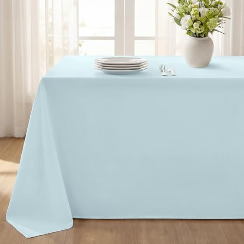 Softalker Rectangle Tablecloth, Waterproof Table Cloths Wrinkle Free Fabric Washable Polyester Table Cover for Dining Tables Party Outdoor Camping Parties Buffet Wedding - 90 x 132 inch, Baby Blue
