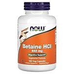 NOW Supplements, Betaine HCl 648 mg, Vegetarian Formula, Digestive Support, 120 Veg Capsules