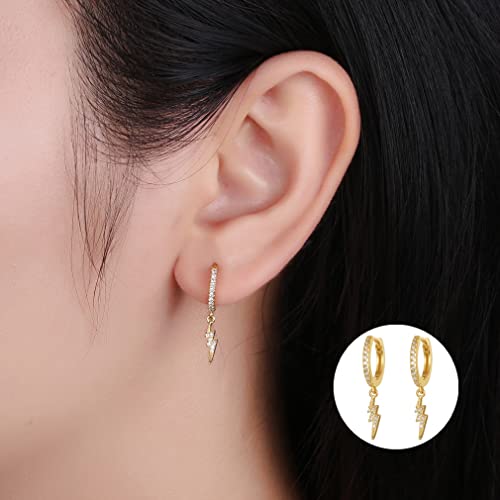 Boucles d'oreilles cercle papillon asymétriques avec motif éclair - 3
