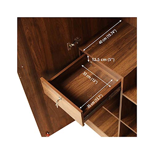 Image of Wakefit Wardrobe | 1 Year Warranty | Engineered Wood Almirah, Cupboard for Clothes Storage | 2 Door, Drawer | Tartan - Columbian Walnut