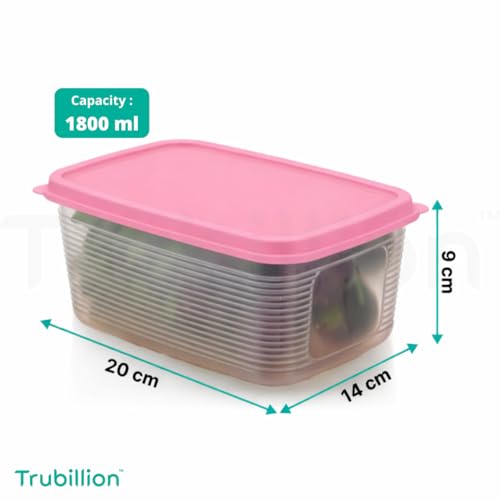 Image of PureChill Set of 6 Fridge Storage Containers 1800ml BPA Free Food Grade Plastic Stackable Transparent Boxes Freezer Safe for Vegetables Fruits Snacks Kitchen Made in India