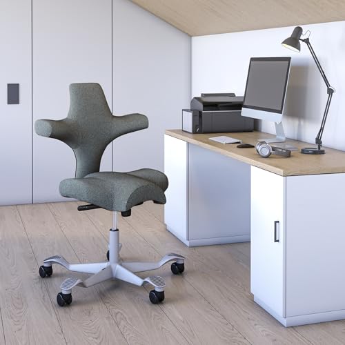 Image of HAG Capisco Standard Chair-Silver Frame-Upholstered Dark Gray