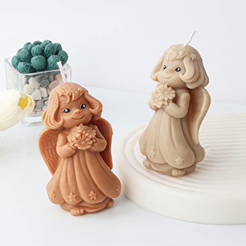 Wangfufu Candle Molds, 3D Angel Candle Mold, Angel Molds Silicone For Candles Diy Cake Chocolate Soap Mold Scented Candle Making Resin Mold #TOP3