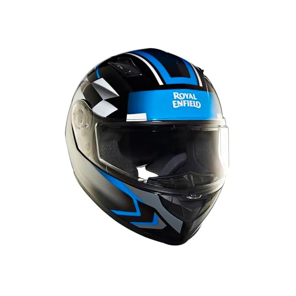 Royal Enfield ISI Certified Lightwing Full Face Riding Riding Helmet Checks G Blue (XL) 62 Cm-High Impact Grade Thermoplastic & High Density Head EPS Liner for Superior Impact Protection & Durability
